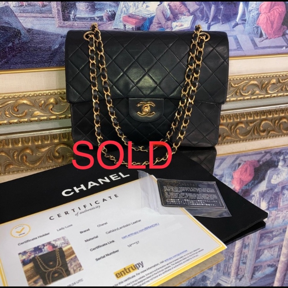 CHANEL Double Glap Medium Lambskin 24K Gold HW